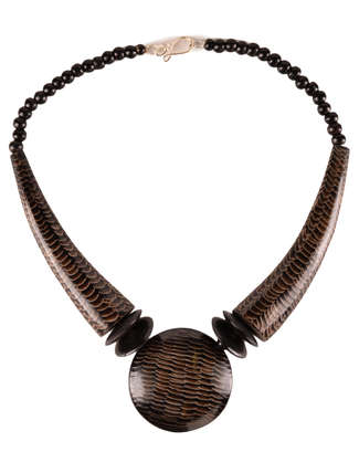 Mittelalter Halskette Jörmungandr aus Resin in Braun Frontansicht