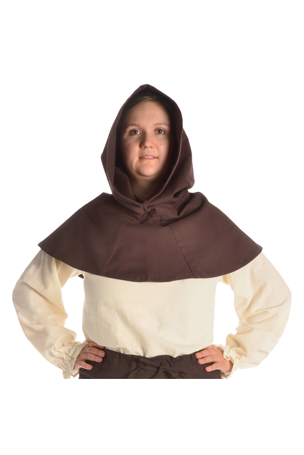 Mittelalter Kapuze aus Baumwolle in schwarz, gruen, braun, blau, natur-beige und rot