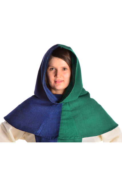 Mittelalter Kapuze aus Baumwolle in schwarz, gruen, braun, blau, natur-beige und rot