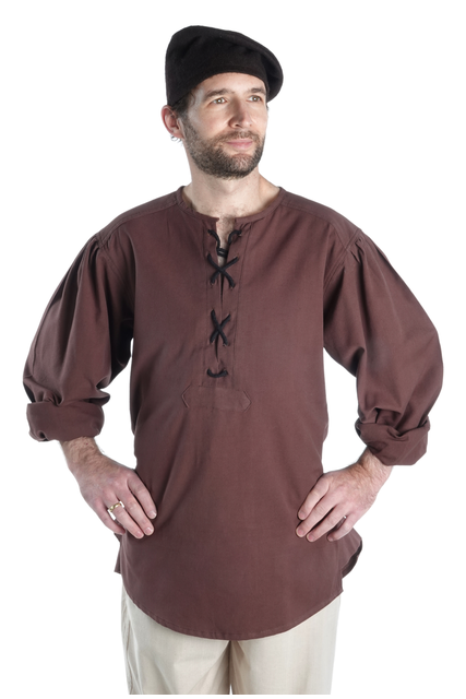 Mittelalterhemden kragenlose Bauernhemden in natur, blau, schwarz, braun, grün, dunkelrot