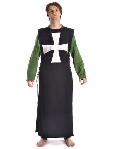 Skapulier - Überwurf einfach 144 cm lang schwarz - naturbeige aus fest gewebter Baumwolle