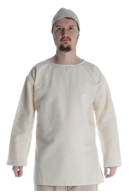 mittelalter tunika mit rundkragen kurz in natur-beige und schwarz
