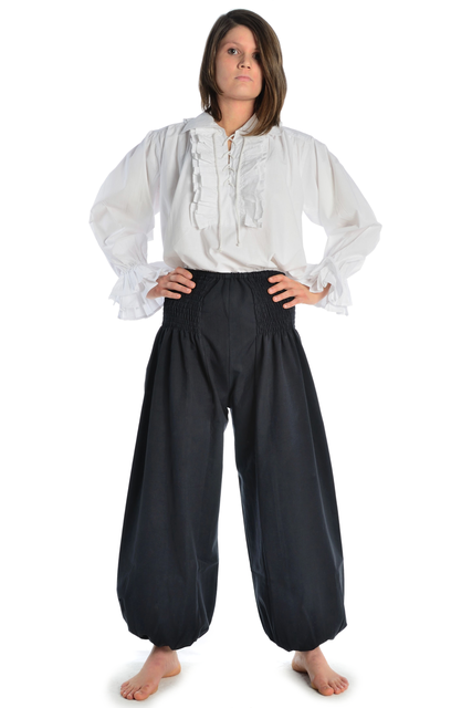 Pluderhose schwarz baumwolle