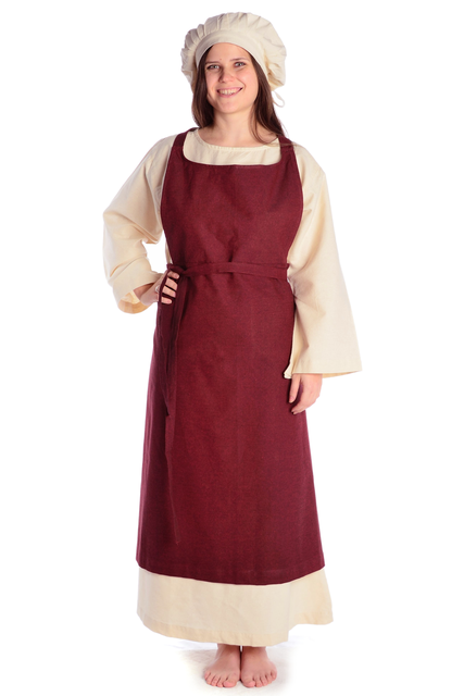 mittelalter schürze latzschürze in rot, grün und braun