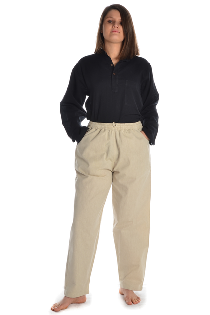 Leichte Baumwollhose in natur-beige und schwarz
