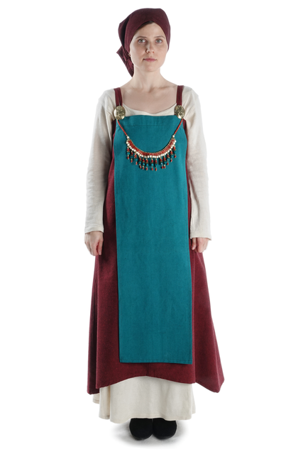Mittelalter Überkleid in weiss, braun und grün