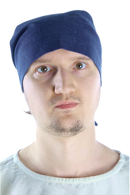 Mittelalter Kopftuch Fidegart in Blau Frontansicht