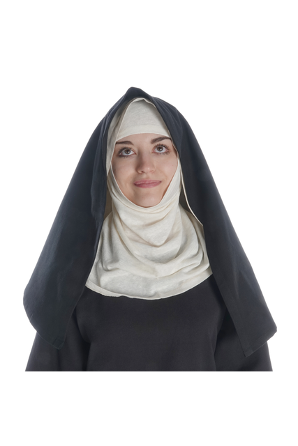 Mittelalter Velan Hildegard in Beige-Schwarz Frontansicht