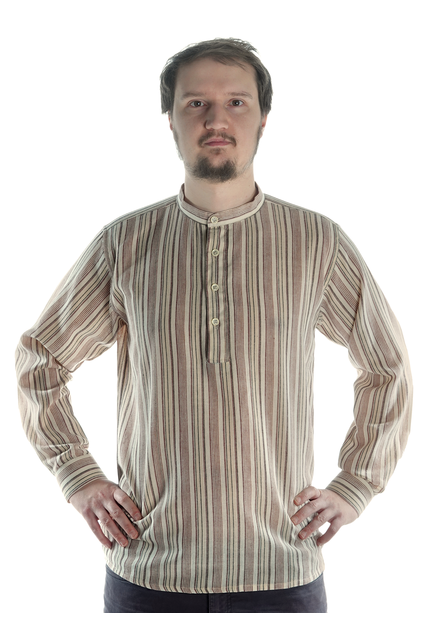 Freizeit Hemd Efnisien in Beige gestreift Frontansicht