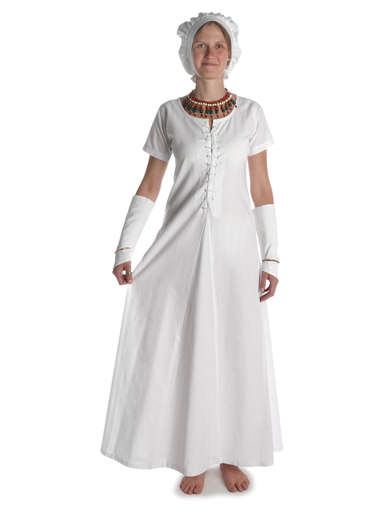 Mittelalter Kleid Nereja in Beige Frontansicht