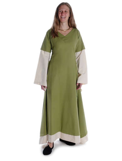 Mittelalter Kleid Saelde in HellgrÃ¼n Frontansicht