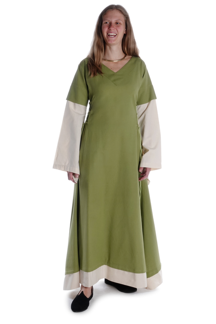 Mittelalter Kleid Saelde in Hellgrün Frontansicht
