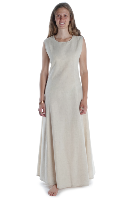 Mittelalter Kleid Peronella in Beige Frontansicht
