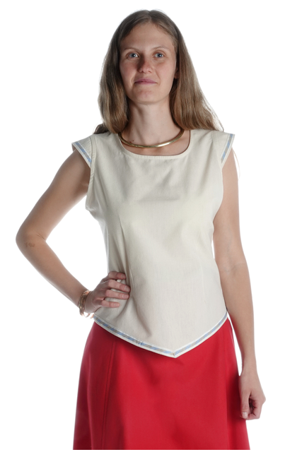 Mittelalter Bluse Neifile in Beige Frontansicht