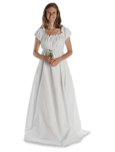 Mittelalter Kleid Fiammetta in Weiß Frontansicht