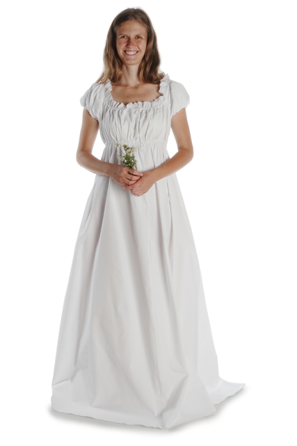 Mittelalter Kleid Fiammetta in Weiß Frontansicht
