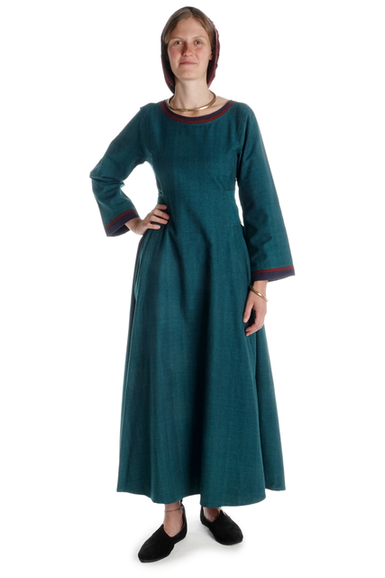Mittelalter Kleid Lauretta in Grün Frontansicht