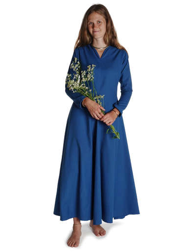 Mittelalter Kleid Catella in Königsblau Frontansicht