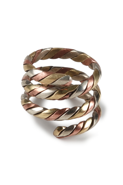 Mittelalter Ring Astyanax aus Messing-Weißmetall-Kupfer in Frontansicht