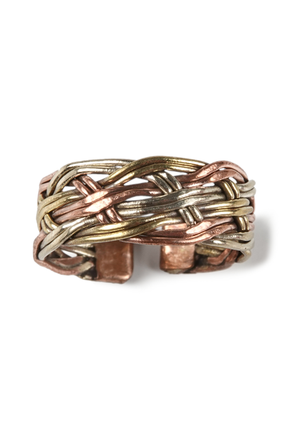 Mittelalter Ring Polydamas aus Messing-Weißmetall-Kupfer in Frontansicht