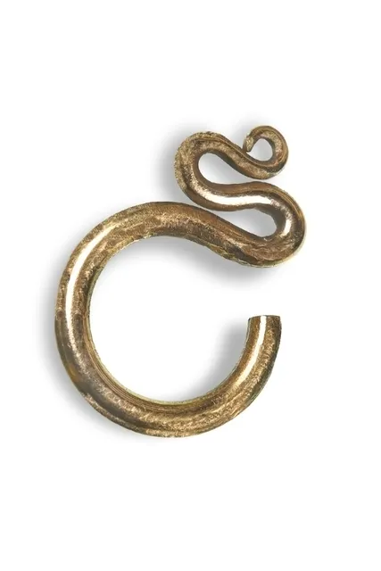 Slawische Schläfenringe Zorya aus Messing in Golden Frontansicht