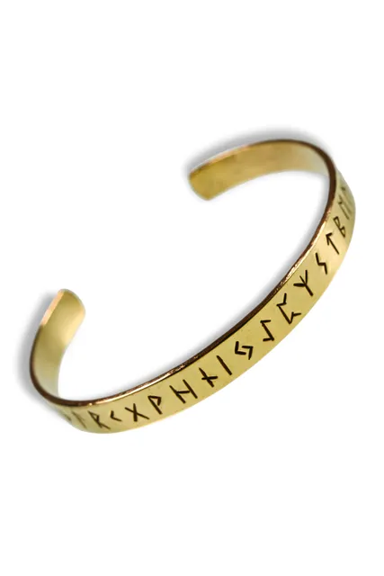 Wikinger Armreif Runar aus Messing in Golden Frontansicht