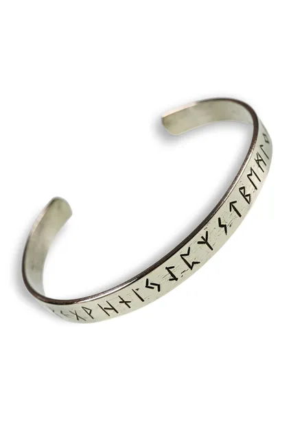 Wikinger Armreif Trygve aus Weißmetal in Silbern Frontansicht