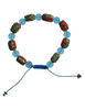 Mittelalter Armband Iblis mit Mosaiksteinen aus Messing-Glassteine in Permutfarben bunt Rot-Türkis Frontansicht