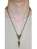 Wikinger Halskette Birkhilt mit Talisman Phurpa aus Messing in Goldgelb Frontansicht 3