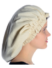 Mittelalter Haube Florie aus Baumwolle in Beige Seitenansicht