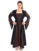 Mittelalter Kleid Liebgart in Braun-Schwarz Frontansicht