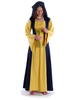 Mittelalter Kleid Liebgart in Gelb-Blau Frontansicht