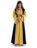 Mittelalter Kleid Liebgart in Gelb-Blau Frontansicht 3