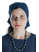 Mittelalter Kopftuch Laudamie in Blau Frontansicht