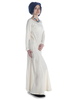 Mittelalter Kleid Schoete in Hanffarben Seitenansicht 4