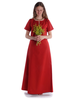 Mittelalter Kleid Hrist in Feuerrot Frontansicht