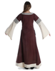 Mittelalter Kleid Saelde mit Zierleiste in Braun-Beige Rückansicht