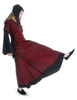 Mittelalter Kleid Saelde mit Zierleiste in Rot-Schwarz Seitenansicht