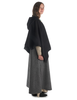 Mittelalter Cape Herat in Schwarz Seitenansicht