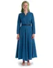 Mittelalter Kleid Catella in Königsblau Frontansicht 4