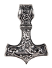 Wikinger Anhänger Mjölnir (Thors Hammer) aus Metall in Silbern Frontansicht