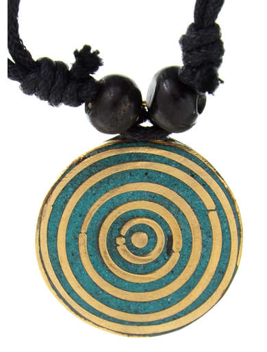Wikinger Halskette Sinthgunt mit Kreis Anhänger 3,5 cm in TÃ¼rkis Frontansicht
