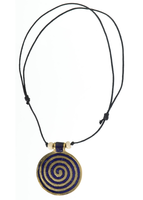 Wikinger Halskette Sunna mit Spirale (6 cm) in Blau Frontansicht