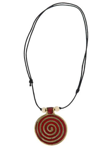 Wikinger Halskette Sunna mit Spirale (6 cm) in Rot Frontansicht
