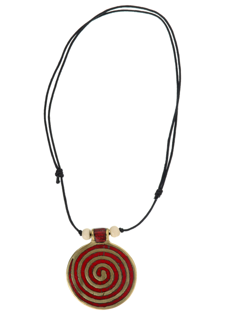 Wikinger Halskette Sunna mit Spirale (6 cm) in Rot Frontansicht