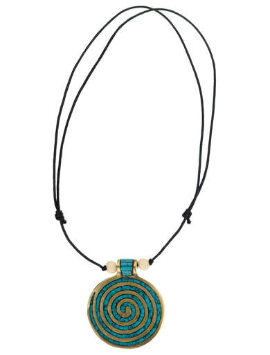 Wikinger Halskette Sunna mit Spirale (6 cm) in TÃ¼rkis Frontansicht