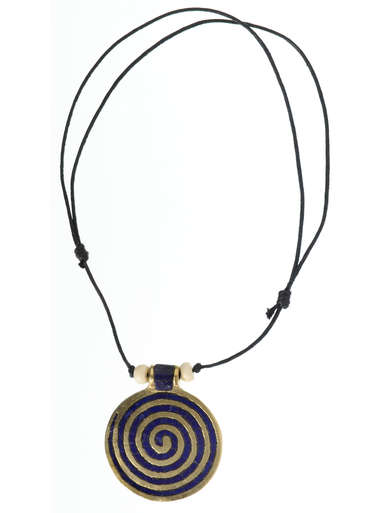 Wikinger Halskette Phol mit Spirale (3,5 cm) in Blau Frontansicht