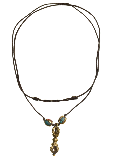 Wikinger Halskette Karke mit Talisman Dorje aus Messing in Goldgelb Frontansicht