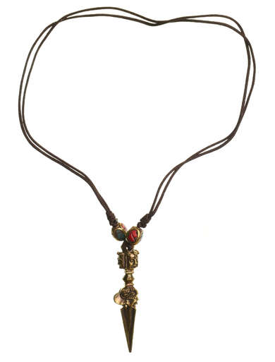 Wikinger Halskette Birkhilt mit Talisman Phurpa aus Messing in Goldgelb RÃ¼ckansicht