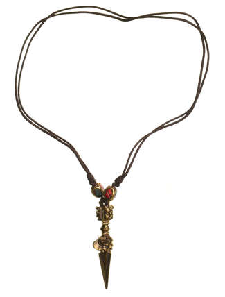 Wikinger Halskette Birkhilt mit Talisman Phurpa aus Messing in Goldgelb Rückansicht